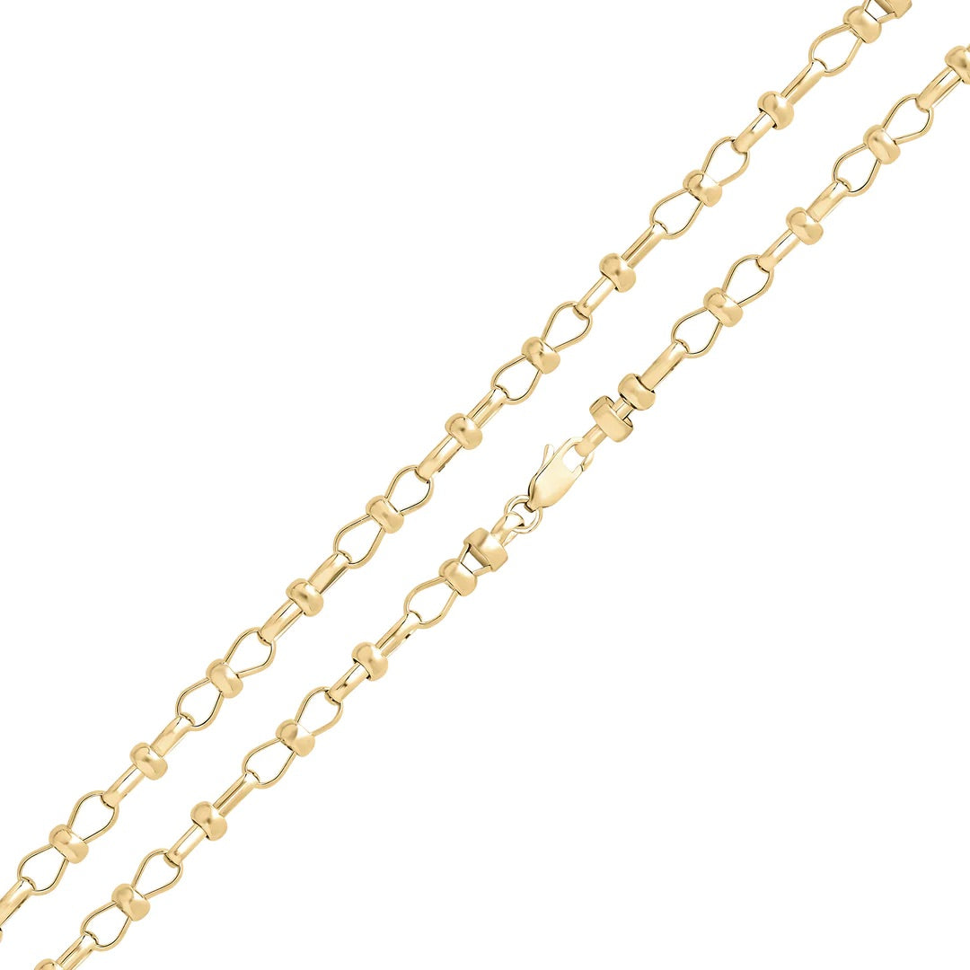 9K Yellow Gold Pinched Link Bracelet 7.5"
