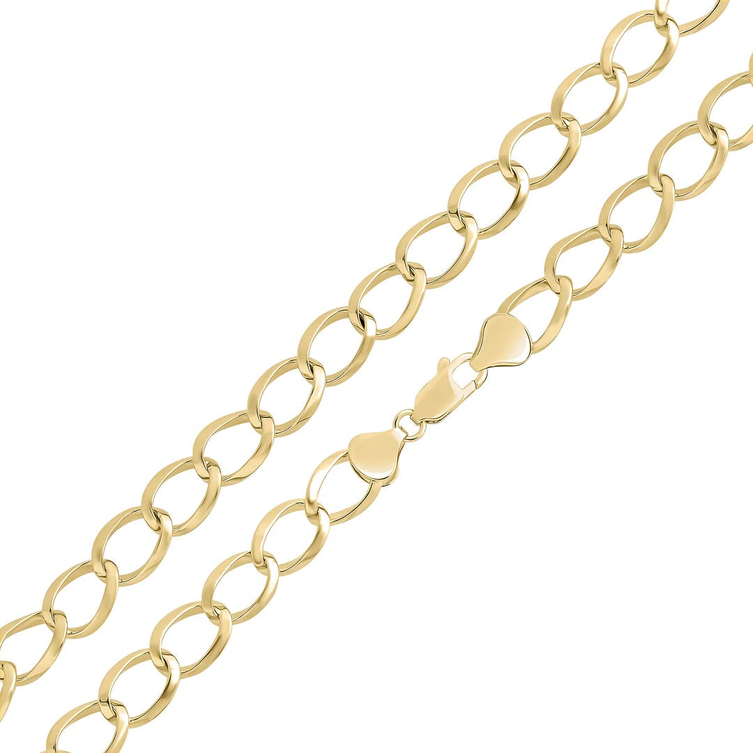 9K Yellow Gold Curb Chain Bracelet 7.5"