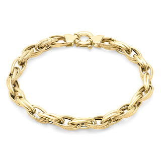 9K Yellow Gold Textured Double Link Bracelet