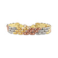9K 3 Colour Gold Brick Link Bracelet 7.5"