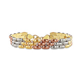 9K 3 Colour Gold Brick Link Bracelet 7.5"