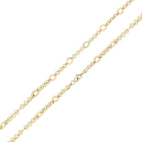 9K Yellow Gold Oval Figaro Chain Bracelet 7.5"