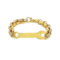 9K Yellow Gold CZ Wrench ID Bracelet /6"