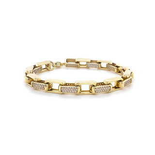 9K Yellow Gold CZ Chain Link Bracelet