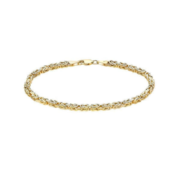 9K Yellow Gold 3.5mm Square Byzantine Chain Bracelet /7.5"
