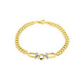 9K Yellow Gold Stir-Up Set With CZ Curb Bracelet