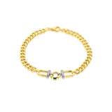 9K Yellow Gold Stir-Up Set With CZ Curb Bracelet