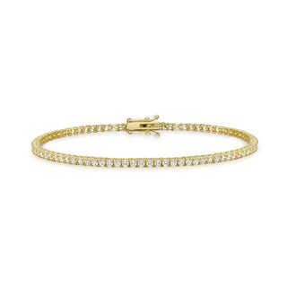 9K Yellow Gold Round CZ Tennis Bracelet /7.5"