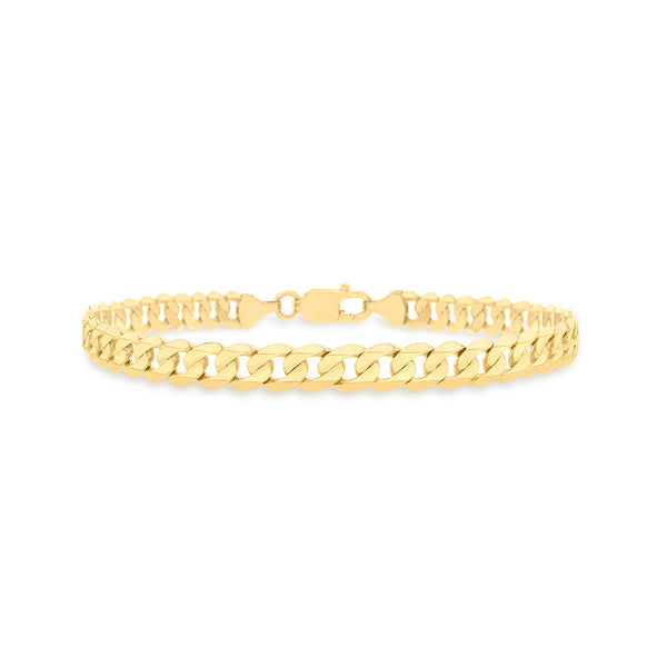 9K Yellow Gold 160 Flat DC Curb Chain Bracelet/ 8'