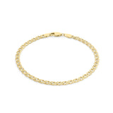 9K Yellow Gold Double Curb Chain Bracelet/ 7'