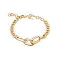 9K Yellow Gold Curb Link Station Bracelet /7.5"