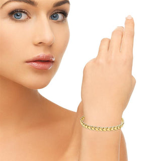 9K Yellow Gold 6mm Stamped Fancy Link Bracelet /7.5"