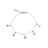 Sterling Silver Rhodium Plated Star Bracelet