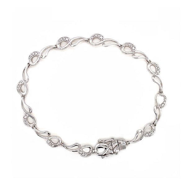 9K White Gold Diamond Paisley Bracelet