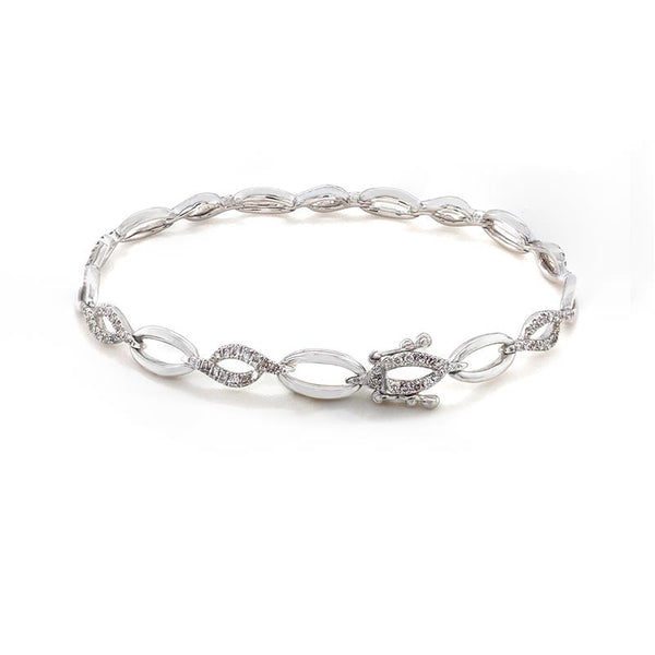 9K White Gold Diamond Set Oval Link Bracelet