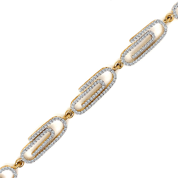18K Yellow Gold 1.80ct Diamond Paperclip Bracelet 7.5"