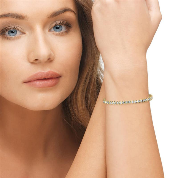 9K Yellow Gold 0.33ct Diamond S-Link Bracelet /7"