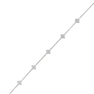 18K White Gold Diamond Quatrefoil Chain Bracelet 7"