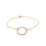 18K Yellow Gold 0.22ct Diamond Ring Bracelet 7"