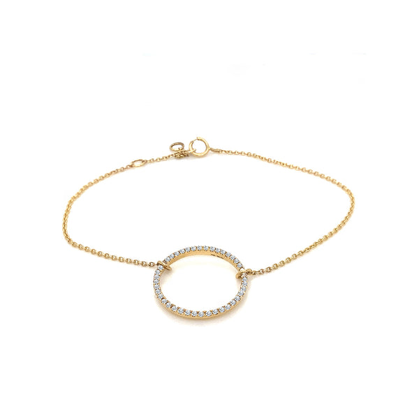 18K Yellow Gold 0.22ct Diamond Ring Bracelet 7"
