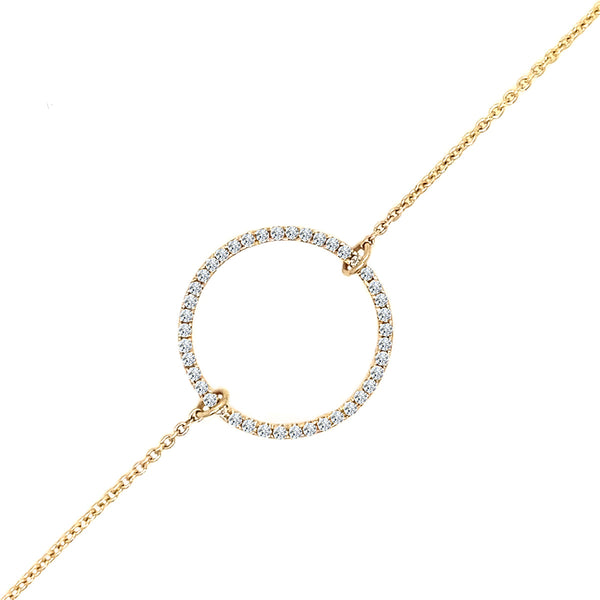 18K Yellow Gold 0.22ct Diamond Ring Bracelet 7"