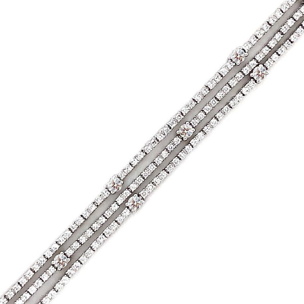 9K White Gold Lab Grown Diamond Triple Row Bracelet