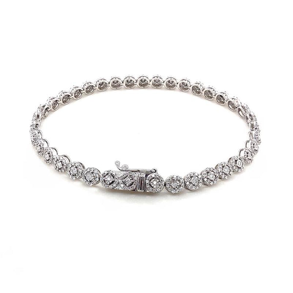 9K White Gold Lab Diamond Halo Bracelet