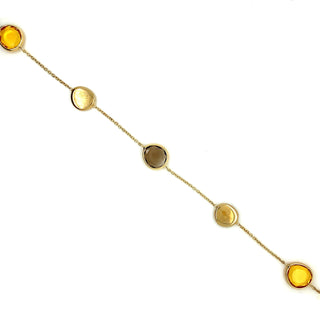 9K Yellow Gold Smokey Quartz & Citrine Bracelet