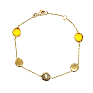 9K Yellow Gold Smokey Quartz & Citrine Bracelet