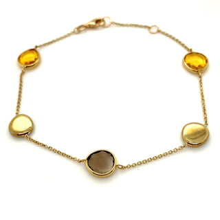 9K Yellow Gold Smokey Quartz & Citrine Bracelet