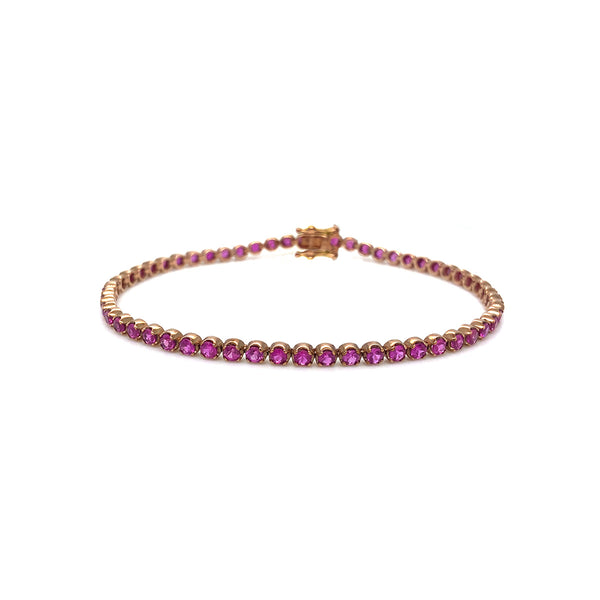 9K Rose Gold 3.85ct Pink Sapphire Bracelet 7"