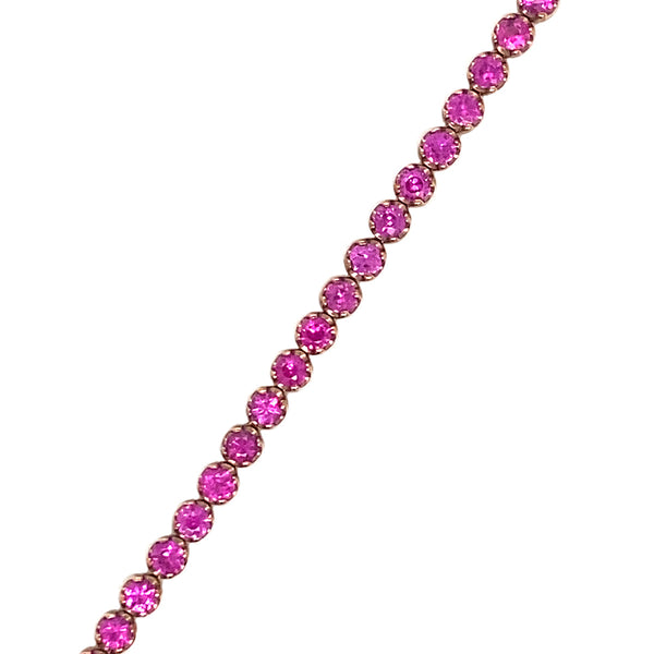 9K Rose Gold 3.85ct Pink Sapphire Bracelet 7"