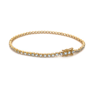 9K Yellow Gold Aquamarine Tennis Bracelet