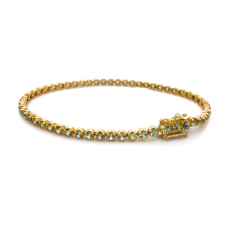 9K Yellow Gold Green Sapphire Tennis Bracelet