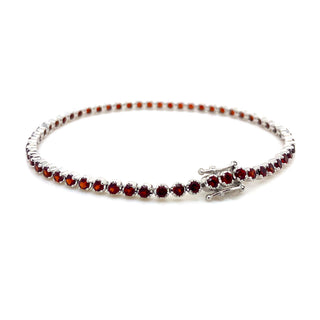 9K White Gold Garnet Tennis Bracelet
