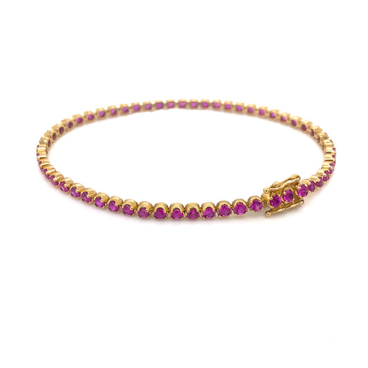 9K Yellow Gold Pink Sapphire Tennis Bracelet