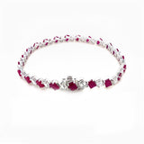9K White Gold Lab Diamond & Rubies Bracelet