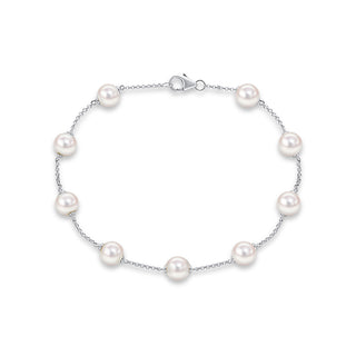 9K White Gold Akoya Pearl Chain Bracelet