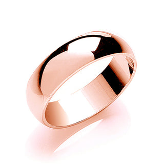 6mm Plain D-shape Wedding Band 18ct Rose J
