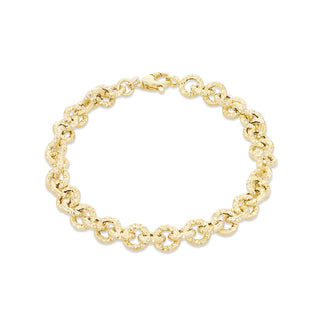 9K Yellow Gold Textured Belcher Link Bracelet /7.5"