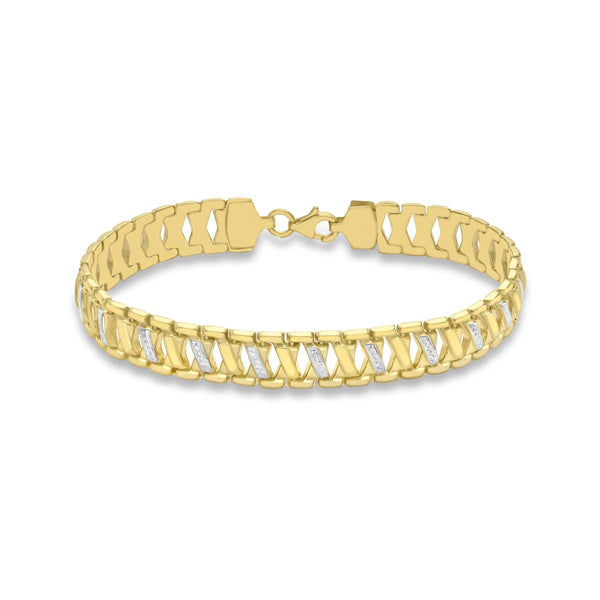 9K Yellow Gold 'Kiss' Ladder Bracelet /7.5"