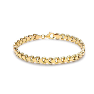 9K Yellow Gold 6mm Stamped Fancy Link Bracelet /7.5"
