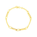 9K Yellow Gold Paper Link Station Bracelet /7.5