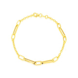 9K Yellow Gold Paper Link Station Bracelet /7.5