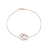 9K 2 Coloured Gold Interlocked Rings Bracelet /7.5"