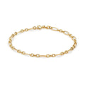 9K Yellow Gold Textured Figaro Bracelet /7.5"