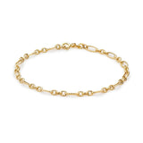9K Yellow Gold Textured Figaro Bracelet /7.5"