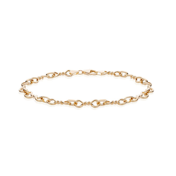 9K Gold Double Twist Fancy Bracelet /7.5"
