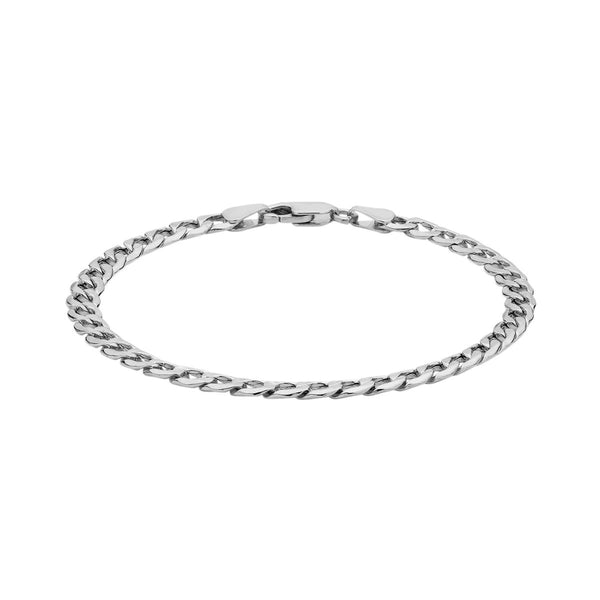 9K White Gold Hollow 6-Sided Curb Chain Bracelet /7.5"