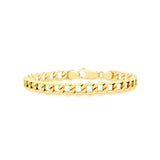 9K Yellow Gold Hollow 6-Sided Curb Chain Bracelet /7.5"